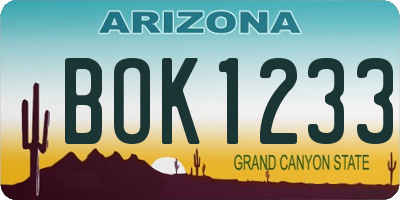 AZ license plate BOK1233