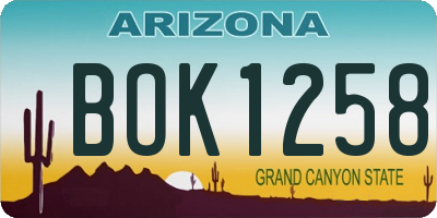 AZ license plate BOK1258