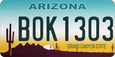 AZ license plate BOK1303