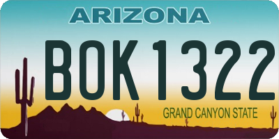AZ license plate BOK1322