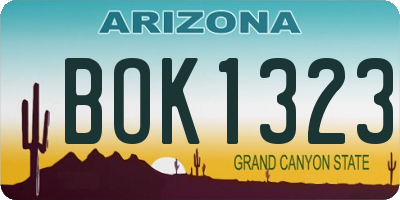 AZ license plate BOK1323
