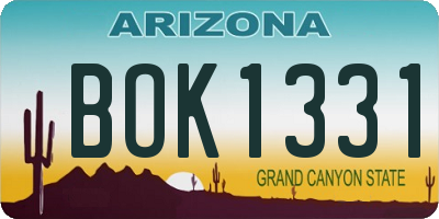 AZ license plate BOK1331