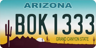 AZ license plate BOK1333