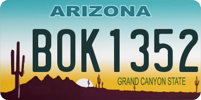 AZ license plate BOK1352