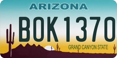 AZ license plate BOK1370