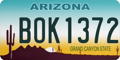 AZ license plate BOK1372