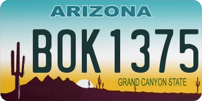 AZ license plate BOK1375