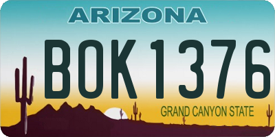AZ license plate BOK1376