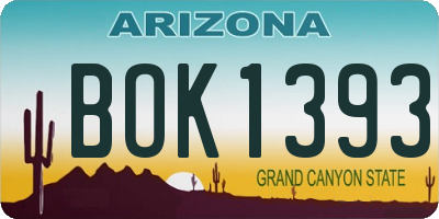 AZ license plate BOK1393