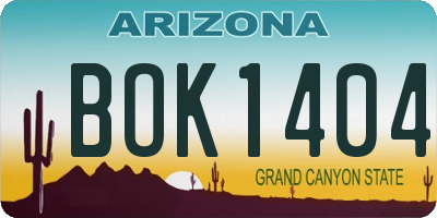 AZ license plate BOK1404