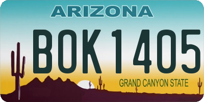 AZ license plate BOK1405