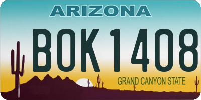AZ license plate BOK1408