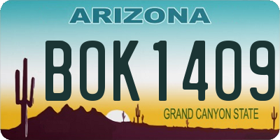 AZ license plate BOK1409
