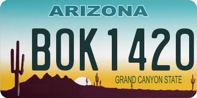 AZ license plate BOK1420
