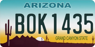 AZ license plate BOK1435