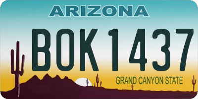 AZ license plate BOK1437