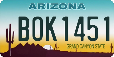 AZ license plate BOK1451