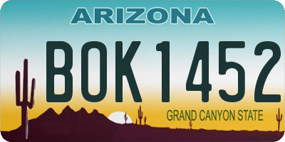 AZ license plate BOK1452