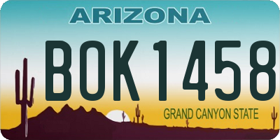 AZ license plate BOK1458
