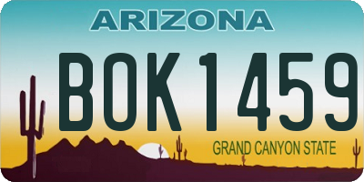 AZ license plate BOK1459