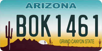 AZ license plate BOK1461