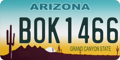 AZ license plate BOK1466