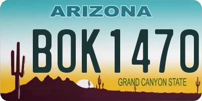 AZ license plate BOK1470