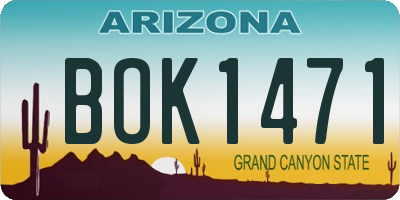AZ license plate BOK1471