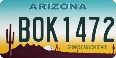 AZ license plate BOK1472