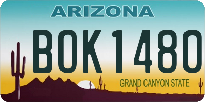 AZ license plate BOK1480