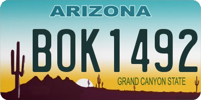 AZ license plate BOK1492