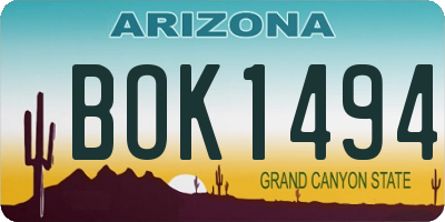 AZ license plate BOK1494