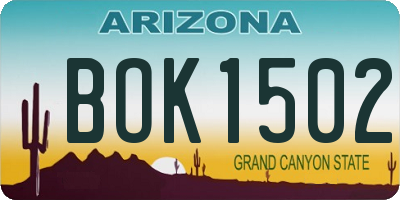 AZ license plate BOK1502