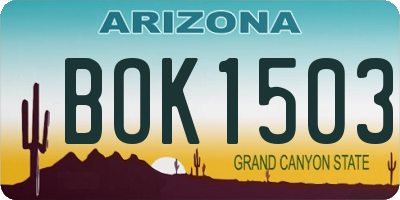 AZ license plate BOK1503
