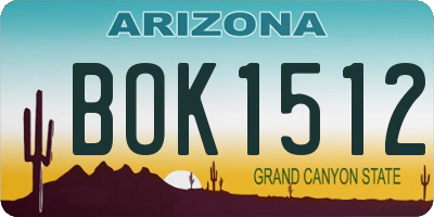 AZ license plate BOK1512