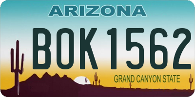 AZ license plate BOK1562