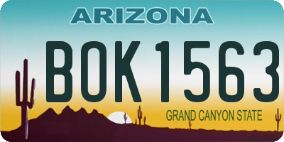 AZ license plate BOK1563