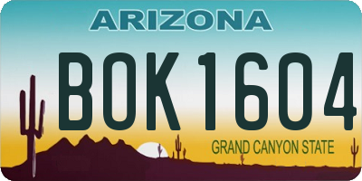 AZ license plate BOK1604