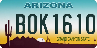 AZ license plate BOK1610