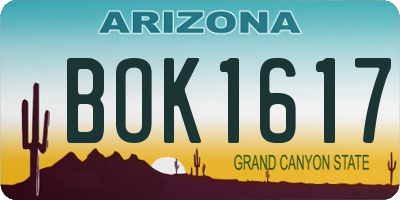AZ license plate BOK1617
