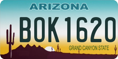 AZ license plate BOK1620
