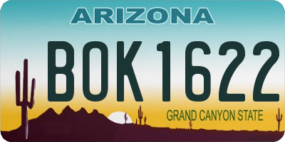 AZ license plate BOK1622