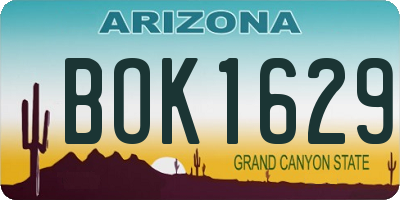 AZ license plate BOK1629