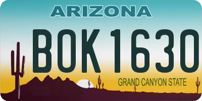 AZ license plate BOK1630