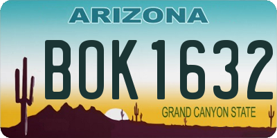 AZ license plate BOK1632