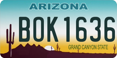 AZ license plate BOK1636