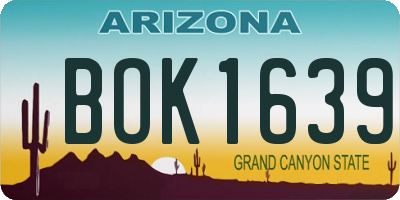 AZ license plate BOK1639