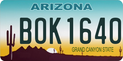 AZ license plate BOK1640