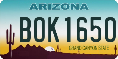 AZ license plate BOK1650