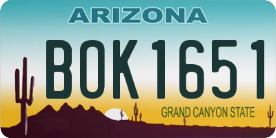 AZ license plate BOK1651